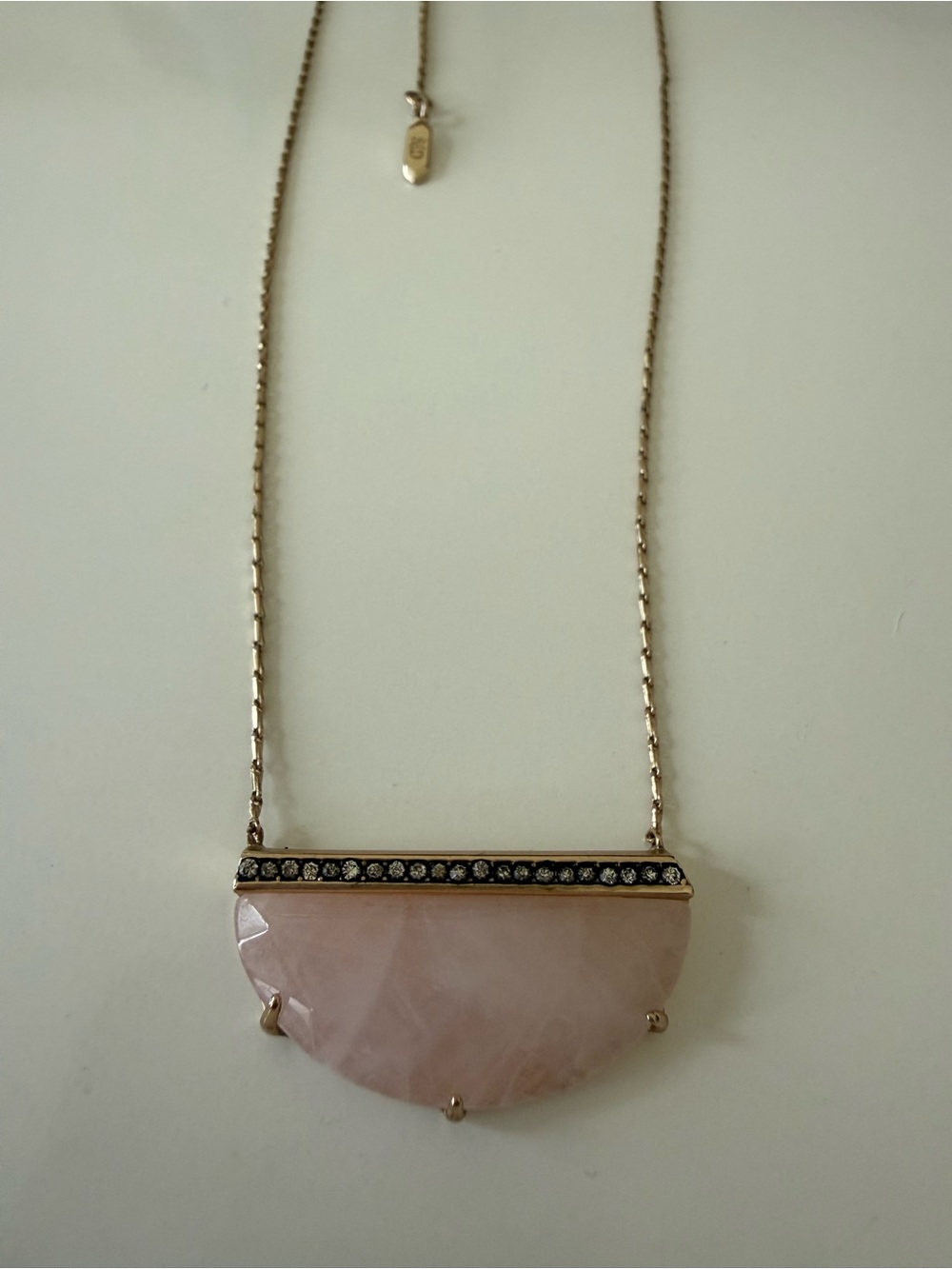 Stella & Dot Gold-Tone Rose Quartz Pendant Necklace